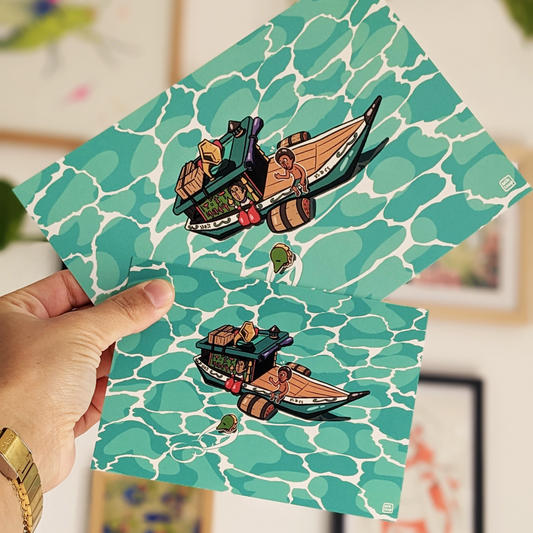 Print - Beedle on his Boat