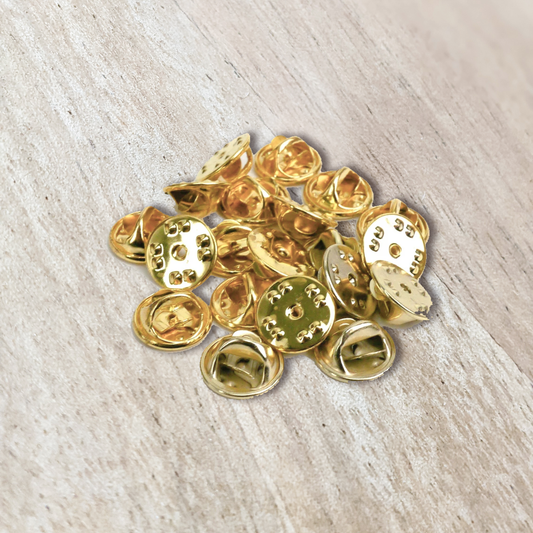 Pack of gold metal butterfly clutch pin backs (5, 10, 20, 50pcs)