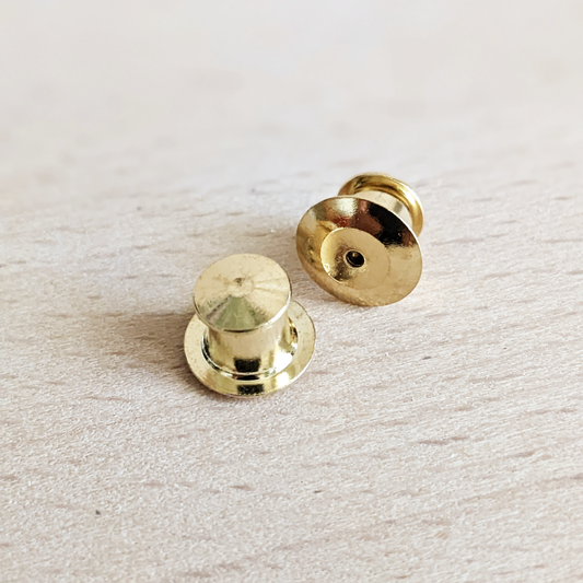 Locking Pin Backs (1, 2, 5, 10pcs) - Gold & Silver metal